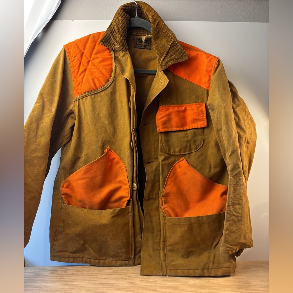 SAF-T-BAK Vintage 70’s Men's Brown and Orange Hunting/Work Duck Canvas Jacket